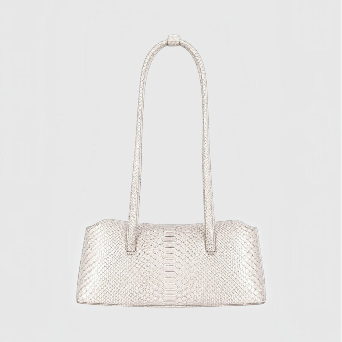 Sac cabas Leather craftman en cuir de python ivoire avec texture écailles naturelle et anses longues structurées
