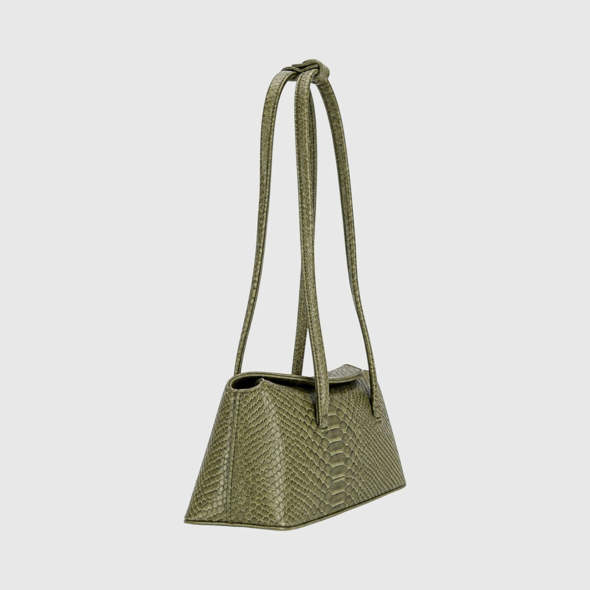 Sac cabas Leather craftman en cuir de python vert avec poignées intégrées et design structuré