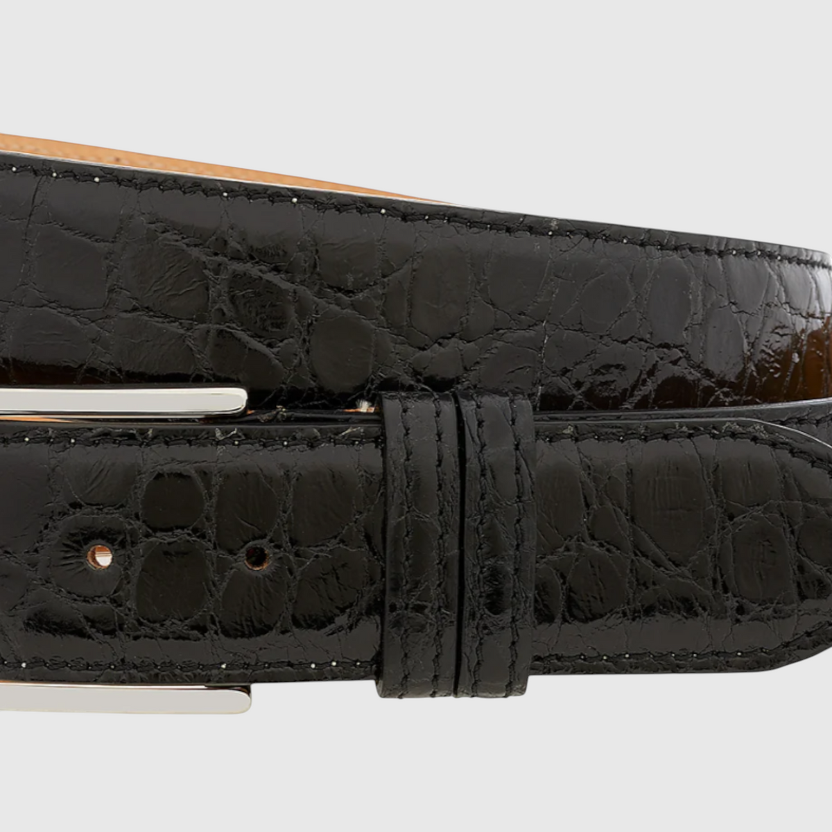 Men's genuine crocodile leather belt in black