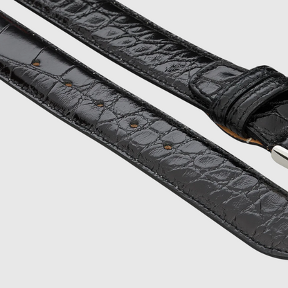 Men's genuine crocodile leather belt in black