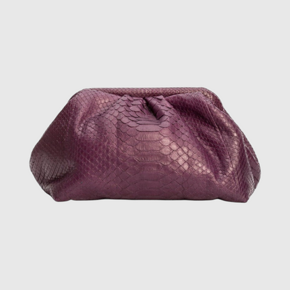 Purple python leather clutch, genuine exotic leather, view 1 | Genuine Skins