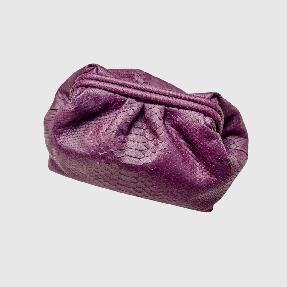 Purple python leather clutch, genuine exotic leather, view 2 | Genuine Skins
