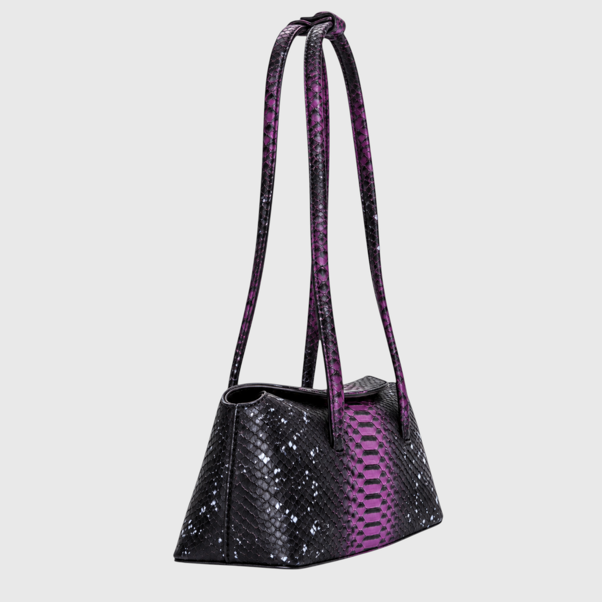 Python Signature Tote Black and Fuchsia — three-quarter view