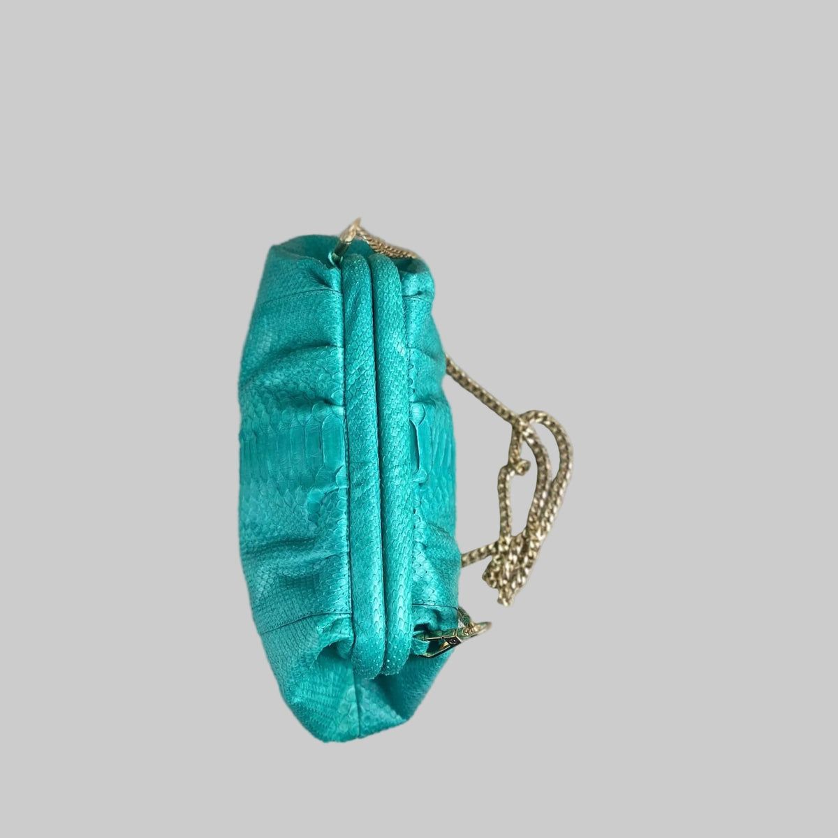 Genuine python leather clutch Turquoise – original photo, view 2, 2048 x 2048
