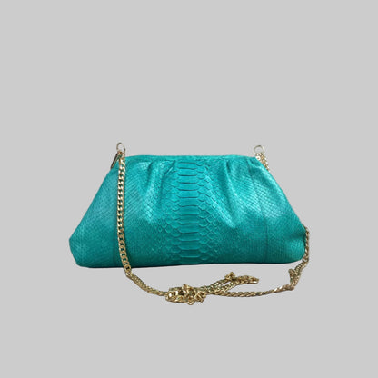 Genuine python leather clutch Turquoise – original photo, view 4, 2048 x 2048